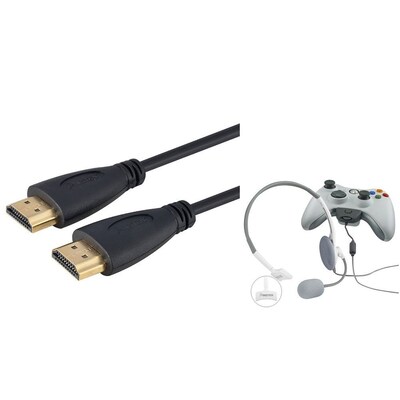 Insten Stereo Headphone Earphone+3 Ft 3 HDMI cable For XBOX 360 Slim HDTV HD