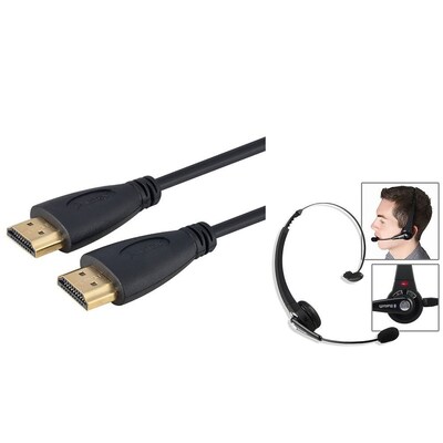 Insten Wireless Bluetooth Headset+3Ft HDMI Cable M/M For Sony Playstation 3 PS3