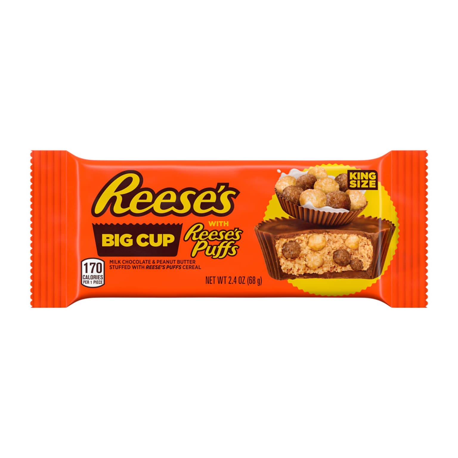 Reeses King Size Peanut Butter Chocolate Milk Chocolate with Reeses Puffs Candy Bar, 38.4 oz., 16/Box (246-01182)