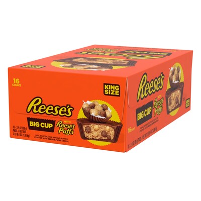 Reese's King Size Peanut Butter Chocolate Milk Chocolate with Reese's Puffs Candy Bar, 38.4 oz., 16/Box (246-01182)