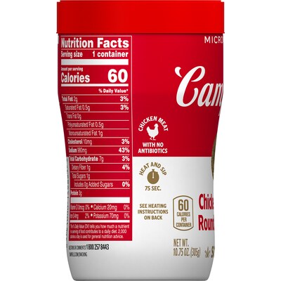 Campbells Soup on the Go Chicken with Mini Noodles, 10.75oz Cup, 8/Box (351-00007)