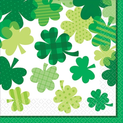 Amscan St. Patricks Day Blooming Shamrock Lunch Napkins, 36 Napkins/Pack, 3/Pack (711732)