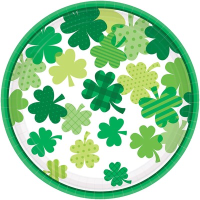 Amscan St. Patricks Day Blooming Shamrock Round Paper Plates, 9 Diameter, 18 Plates/Pack, 3/Pack (721732)
