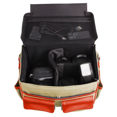 Lencca DSLR Camera Organizer with Padded Divider, Beige Orange (CAMLEA572)