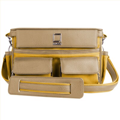 Lencca DSLR Camera Organizer with Padded Divider, Mustard Yellow (CAMLEA574)