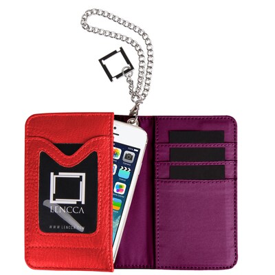 Lencca Universal Cellphone Cross body Bag Clutch wallet, Magenta Plum (LENLEA106)