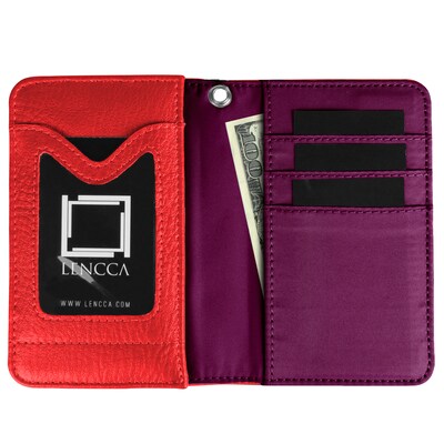 Lencca Universal Cellphone Cross body Bag Clutch wallet, Magenta Plum (LENLEA106)