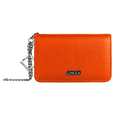 Lencca Universal Cellphone Cross body Bag Clutch wallet, Orange Tan (LENLEA104)