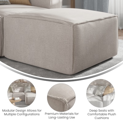 Flash Furniture Bridgetown Fabric Modular Sectional Ottoman Seat, Cream (ISIT2231OTCRM)