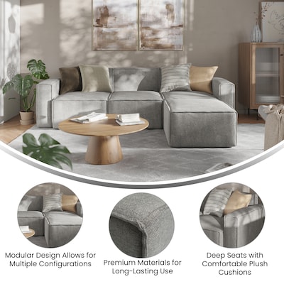 Flash Furniture Bridgetown Fabric Modular Sectional Sofa, Gray, 4-Pieces (ISIT22314SECGRY)