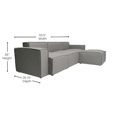 Flash Furniture Bridgetown Fabric Modular Sectional Sofa, Gray, 4-Pieces (ISIT22314SECGRY)