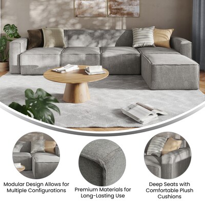 Flash Furniture Bridgetown Fabric Modular Sectional Sofa, Gray, 5-Pieces (ISIT22315SECGRY)