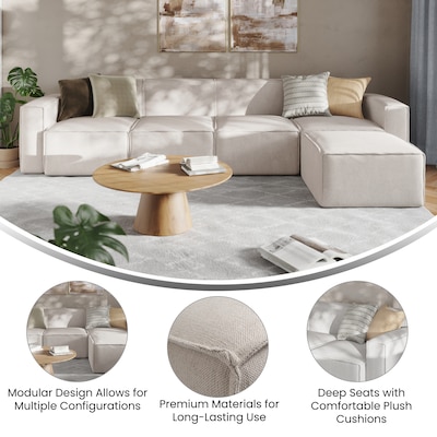 Flash Furniture Bridgetown Fabric Modular Sectional Sofa, Cream, 5-Pieces (ISIT22315SECCRM)