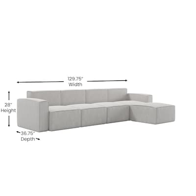 Flash Furniture Bridgetown Fabric Modular Sectional Sofa, Cream, 5-Pieces (ISIT22315SECCRM)