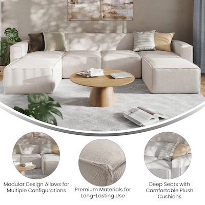 Flash Furniture Bridgetown Fabric Modular Sectional Sofa, Cream, 6-Pieces (ISIT22316SECCRM)