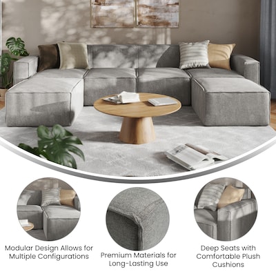 Flash Furniture Bridgetown Fabric Modular Sectional Sofa, Gray, 6-Pieces (ISIT22316SECGRY)