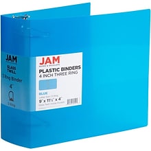 JAM PAPER 4 3-Ring Binder, Assorted (Red, Blue, Green & Orange),4/Pack (PB75245ASSRT)