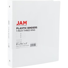 JAM PAPER 1 3-Ring Binder, White (PB75239WH)