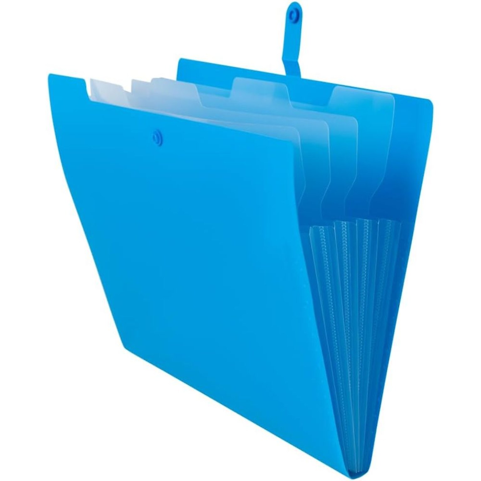 JAM PAPER Plastic File Folder with Snap Closure, 5 Pocket, 9W x 11.5H, Blue (FF39783BU)