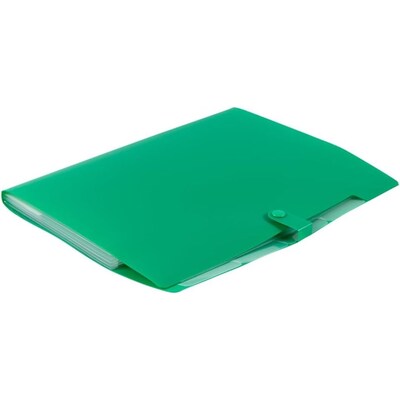 JAM PAPER Plastic File Folder with Snap Closure, 5 Pocket,  9"W x 11.5", Green (FF39783GR)