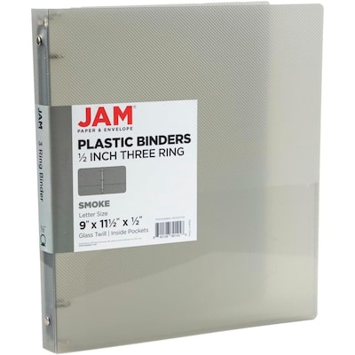 JAM PAPER 1/2 3-Ring Binder, Smoke Grey (PB75237SM)