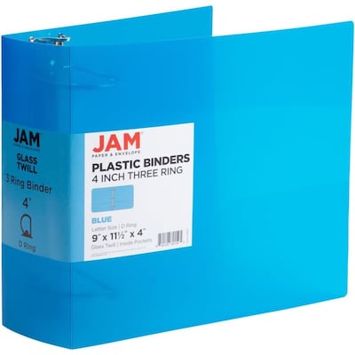 JAM PAPER 4 3-Ring Binder, Blue (PB75245BU)