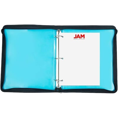 JAM Paper Zipper 1-1/2 3-Ring Binder, Blue (400738569)