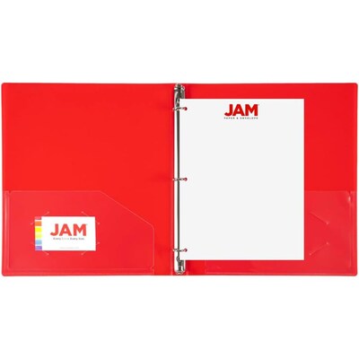 JAM Paper 1/2" 3-Ring Binder, Red (PB75237RE)
