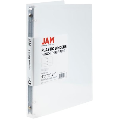 JAM Paper 1/2 3-Ring Binder, Clear (PB75237CL)