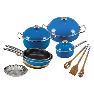 Vita 13-Piece Enamel on Steel Cookware Set, Blue (62385)