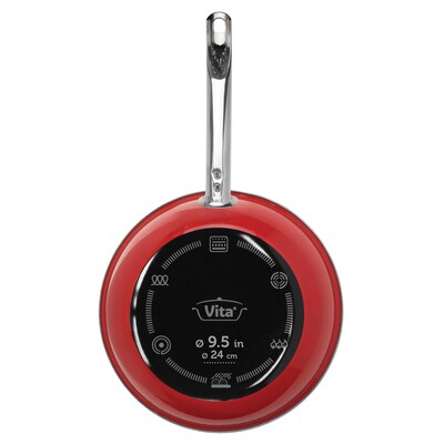 Vita 4-Piece Enamel on Steel Beginner’s Cookware Set, Red (63269)