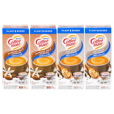 Coffee Mate Vanilla Almond Milk & Oat Milk Variety Pack, 200 Count, 4/Pack (600-00772)