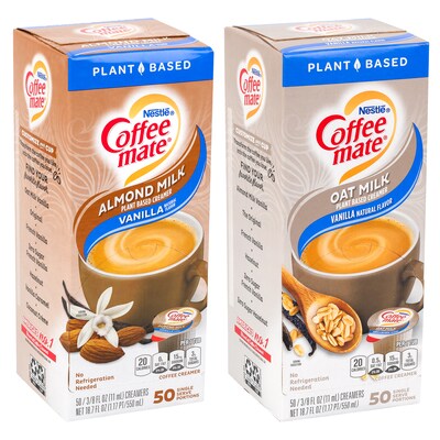 Coffee Mate Vanilla Almond Milk & Oat Milk Variety Pack, 200 Count, 4/Pack (600-00772)