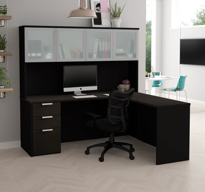 Bestar® Pro-Concept Plus L-Desk with Hutch in Deep Grey & Black (11088732)