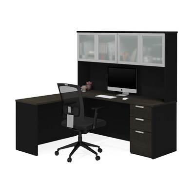 Bestar® Pro-Concept Plus L-Desk with Hutch in Deep Grey & Black (11088732)