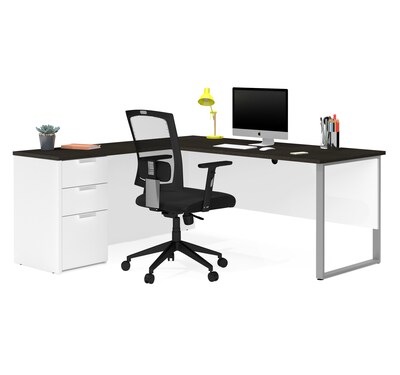 Bestar Pro-Concept Plus L-Desk with Metal Leg in White & Deep Grey (11089117)