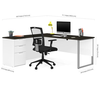 Bestar Pro-Concept Plus L-Desk with Metal Leg in White & Deep Grey (11089117)