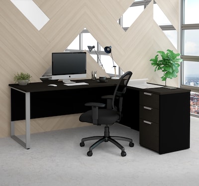 Bestar Pro-Concept Plus L-Desk with Metal Leg in Deep Grey & Black (11089132)