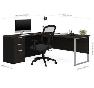 Bestar Pro-Concept Plus L-Desk with Metal Leg in Deep Grey & Black (11089132)