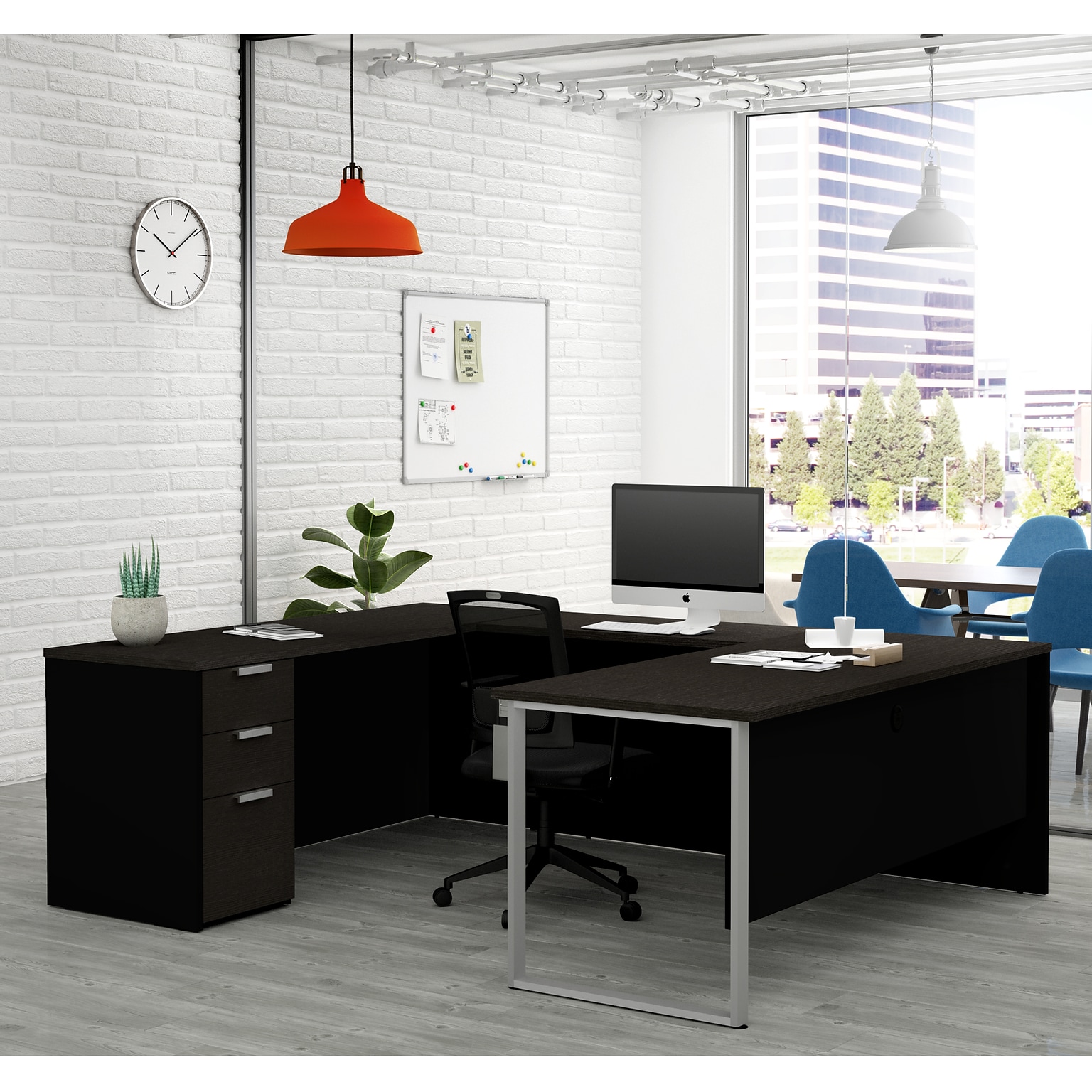 Bestar Pro-Concept Plus U-Desk in Deep Grey & Black (11088832)