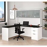 Bestar Pro-Concept Plus L-Desk with Frosted Glass Door Hutch (11088717)