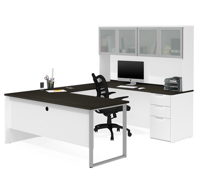 Bestar® Pro-Concept Plus U-Desk with Frosted Glass Door Hutch (11089017)