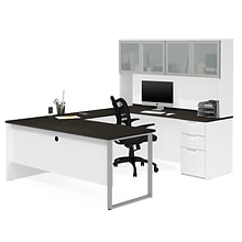 Bestar® Pro-Concept Plus U-Desk with Frosted Glass Door Hutch (11089017)