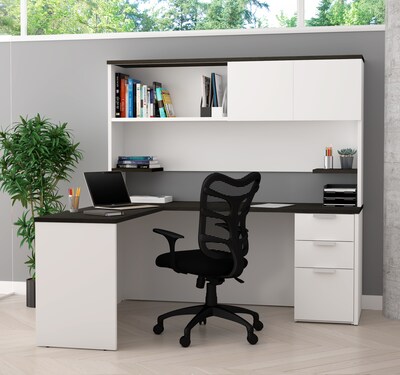 Bestar Pro-Concept Plus L-Desk with Hutch in White & Deep Grey (11088617)