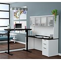 Bestar® Pro-Concept Plus Ht Adj. L-Desk with Frost Glass Dr Hutch (11089717)