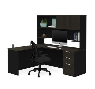 Bestar® Pro-Concept Plus L-Desk with Hutch in Deep Grey & Black (11088632)