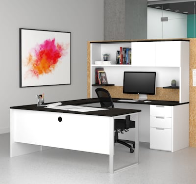 Bestar® Pro-Concept Plus U-Desk with Hutch in White & Deep Grey (11088917)