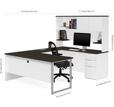 Bestar® Pro-Concept Plus U-Desk with Hutch in White & Deep Grey (11088917)