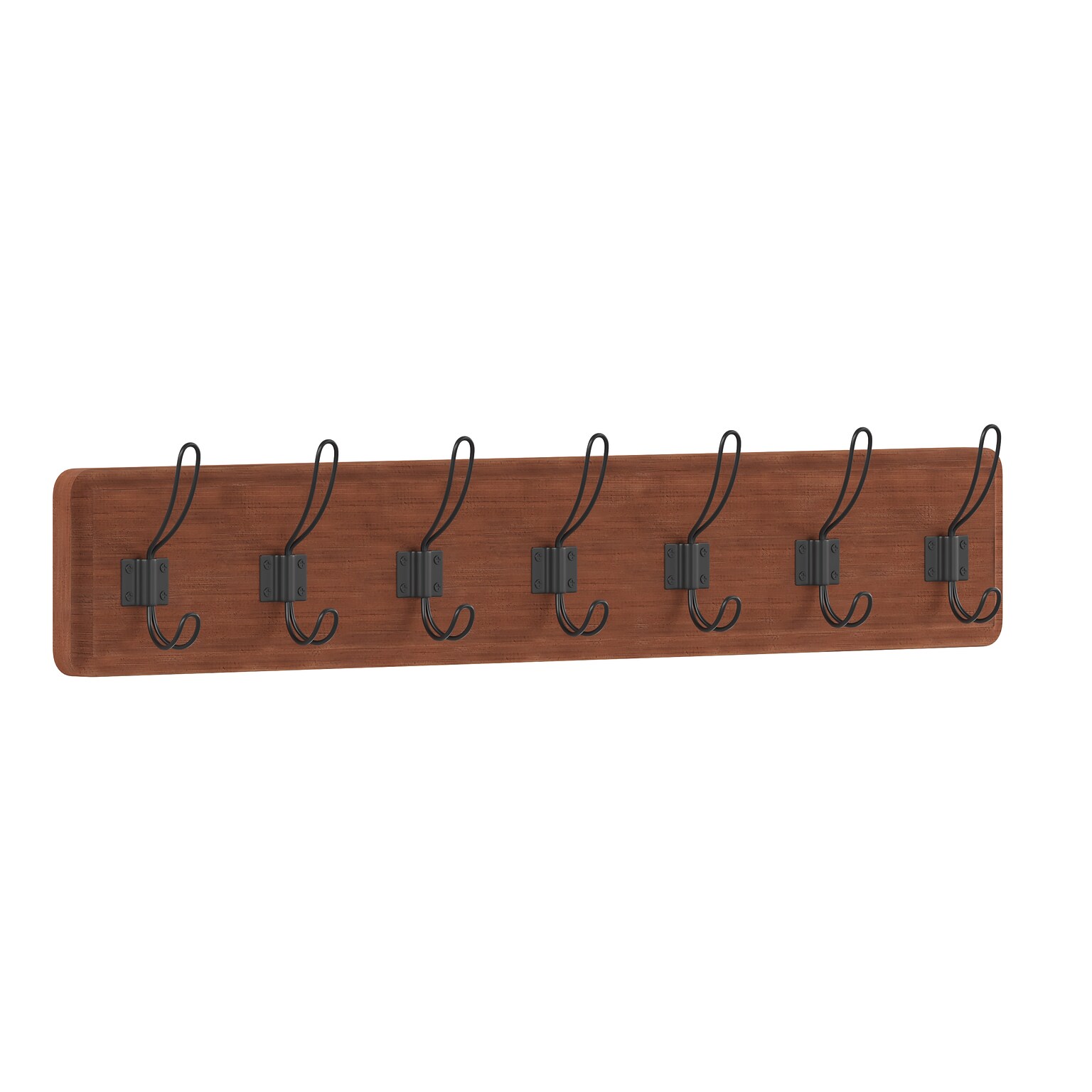 Flash Furniture Daly Wall Mounted Storage Rack with 7 Hooks, Brown, Solid Pine Wood (HGWASCR7BRN)