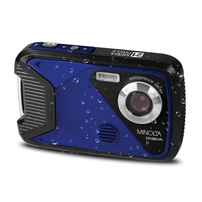 Minolta 21 MP/1080p Waterproof Digital Camera with 4x Digital Zoom, Blue (MN30WP-BL)